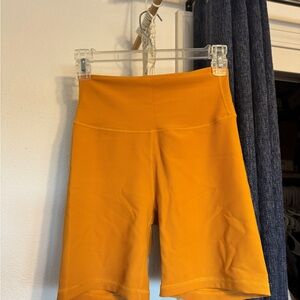 High-Rise Athletic Bike Shorts in Mustard Yellow